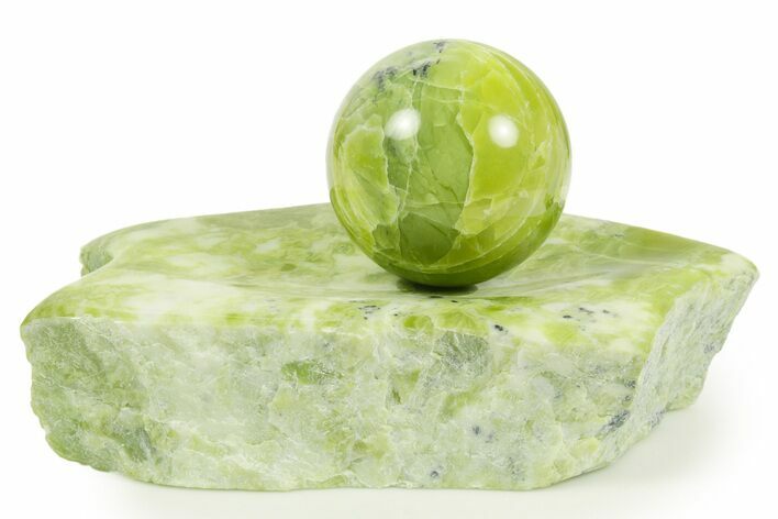 Polished Noble Serpentine Sphere with Base - Washington #367363